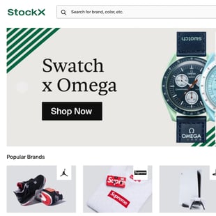 StockX公式サイトのトップページ