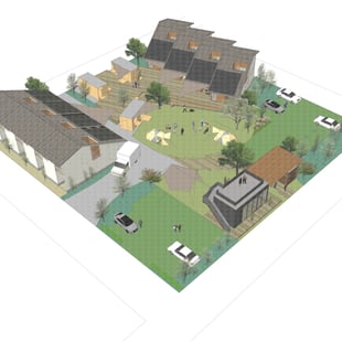 スノーピークが大東建託と共同で運営する防災のための賃貸住宅「野の家」の全体図イメージ