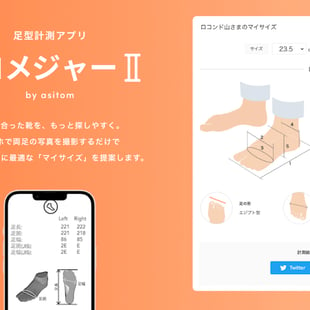 ロコンドが足型計測アプリの「asitom」と共同で開発したアプリのイメージ画像