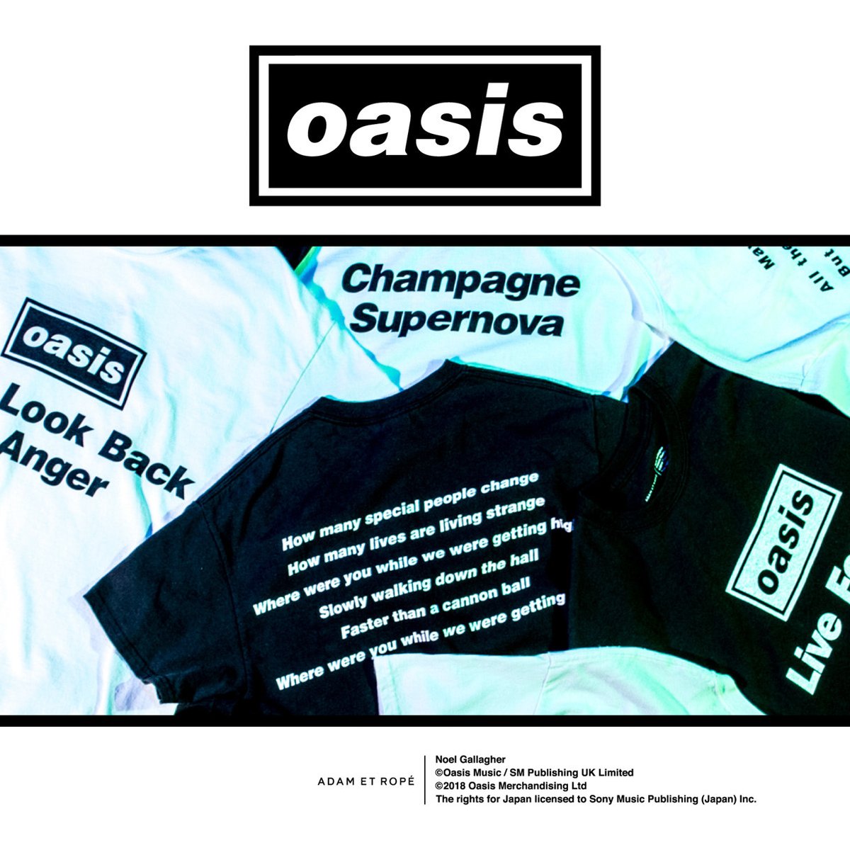 世界初、オアシスの歌詞をプリントしたTシャツを「アダム エ ロペ」が発売