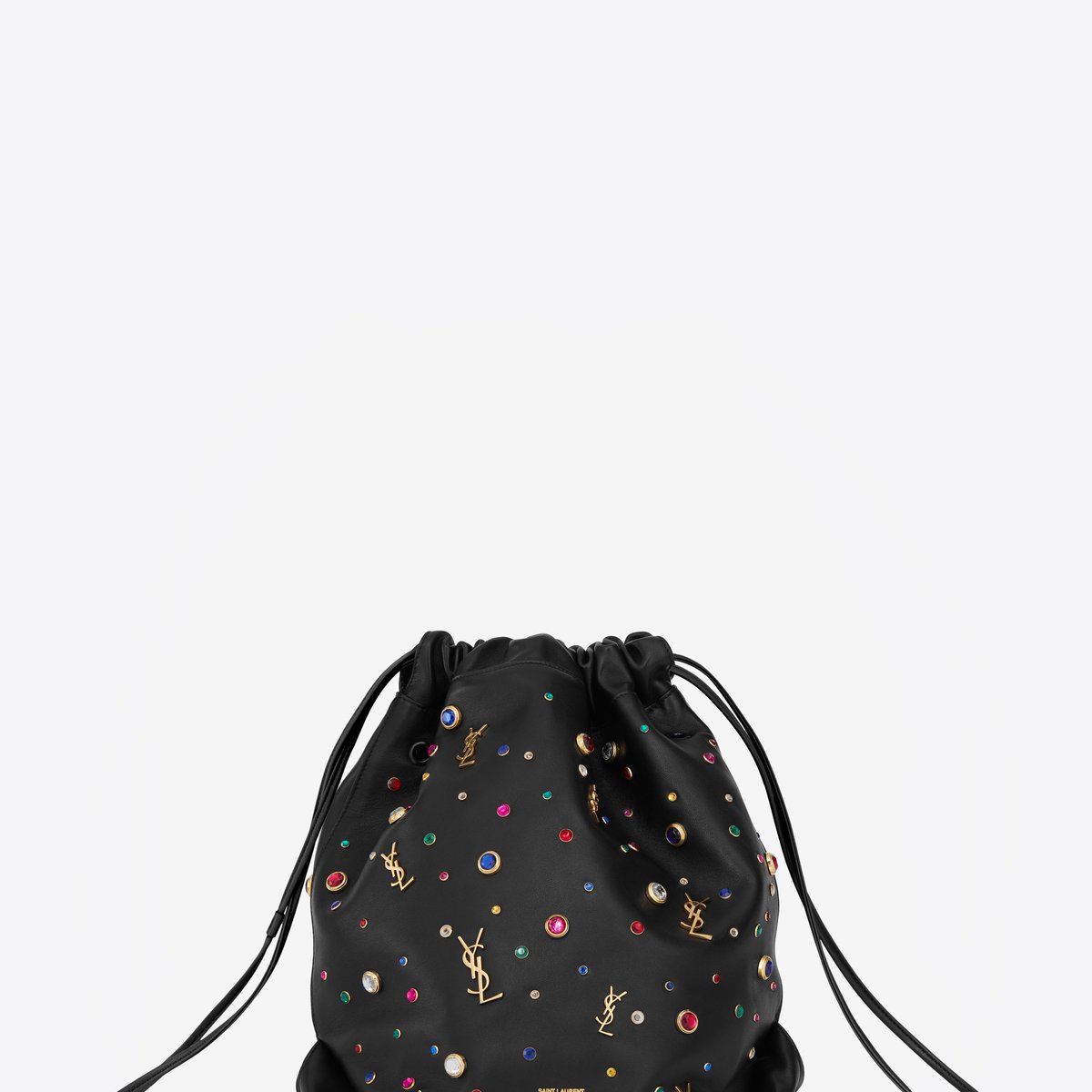 SAINT LAURENT テディショルダーバッグ サンローランテディ スモール 巾着タイプ アイボリー シルバー