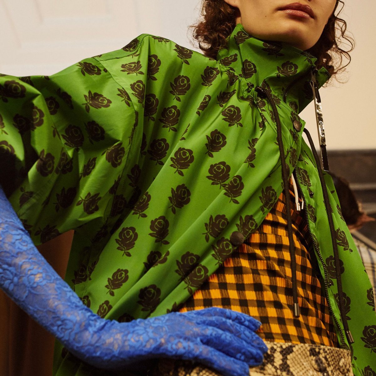 KENZO 花柄 キュロット オリーブグリーン 希少 エルカ期 KENZO ケンゾー フラワー 花柄 ノーカラー