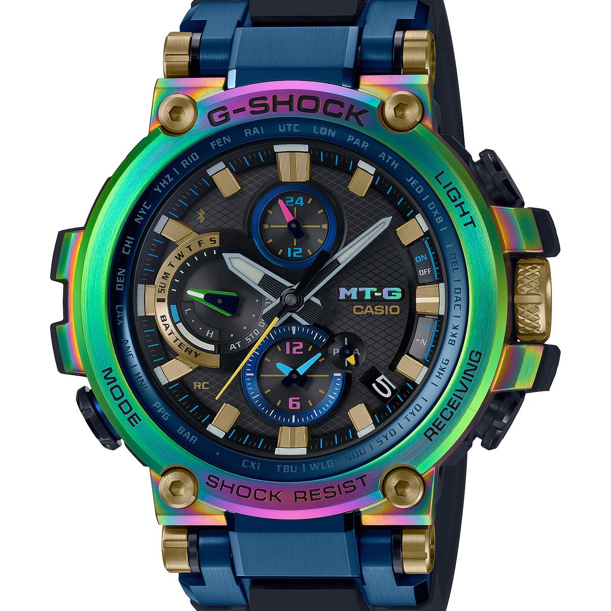 Gショック、鮮やかなルナレインボーをあしらった「MT-G」20周年記念