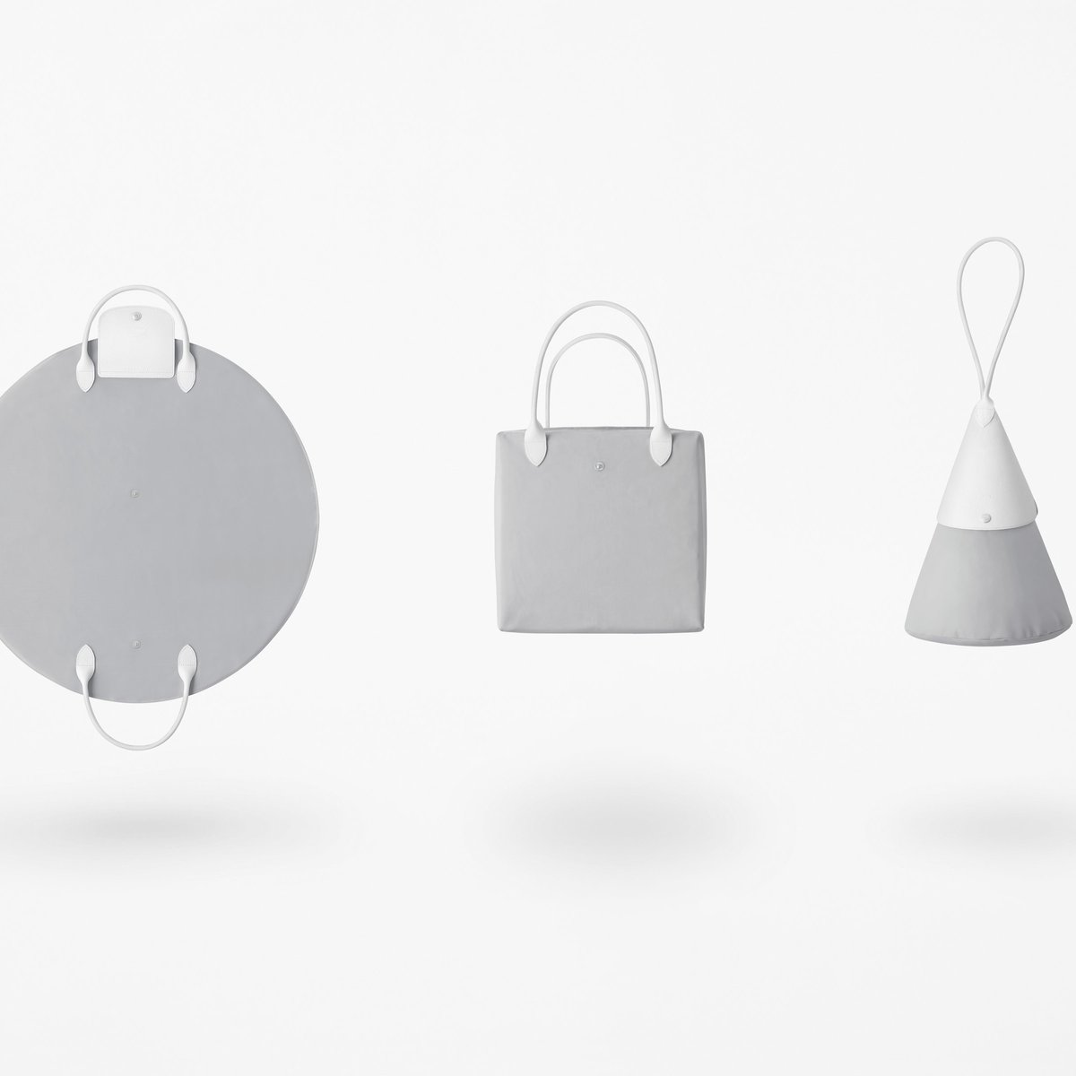 【美品】LONGCHAMP nendo 円錐型 ハンドバッグ ポーチ グレー 美品】LONGCHAMP nendo 錐型 ハンドバッグ ポーチ グレー