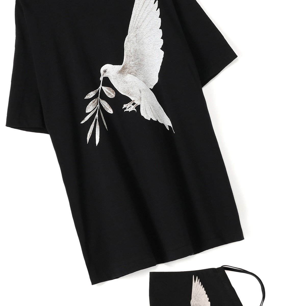 【モード】ヨウジヤマモト プリュスノアール 左右非対称デザイン キュプラ シャツ ヨウジヤマモト プリュス ノアールがTシャツとマスクのセットをEC限定