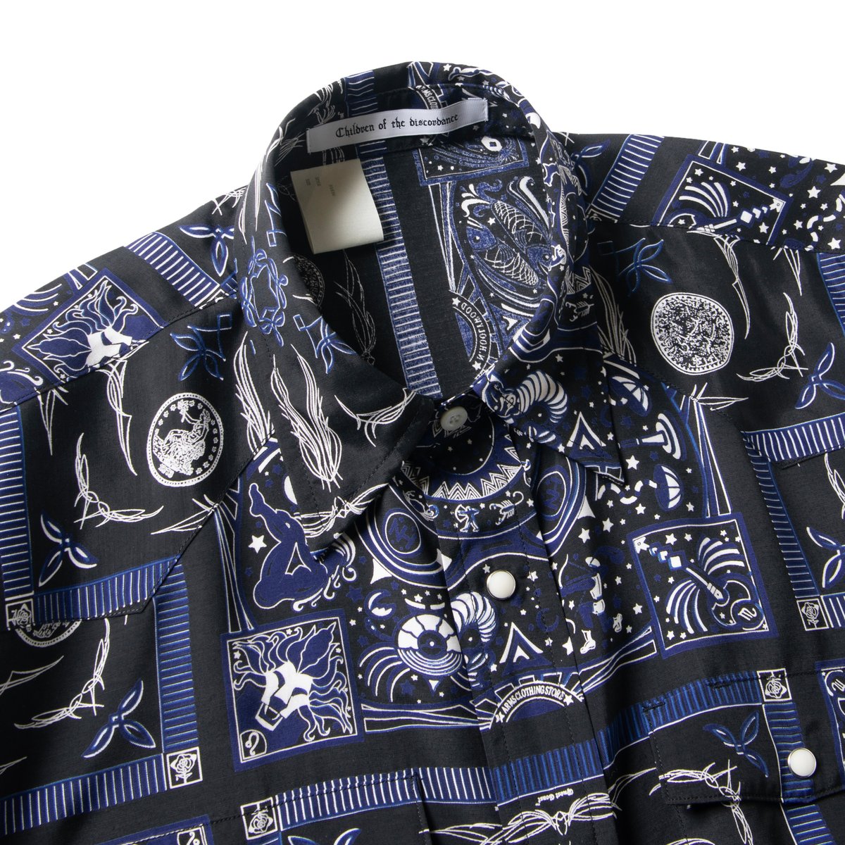 Children of the discordance × N.HOOLYWOOD チルドレンオブザディスコーダンス × エヌハリウッド ウエスタンシャツ バンダナ柄 総柄 レーヨン ブラック ネイビー 日本製 メンズ 36 b01440 N.ハリウッドがチルドレン オブ ザ ディスコーダンスとコラボ