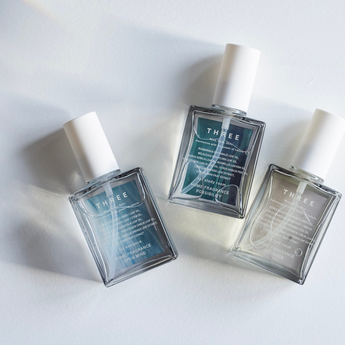 THREE」空間をデザインするホームフレグランス発売 天然精油を配合した3種の香り