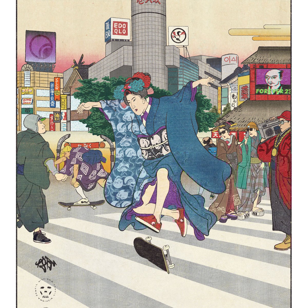 壁掛け 着物アート 富士山 着物 袴 日本画 【公式通販】