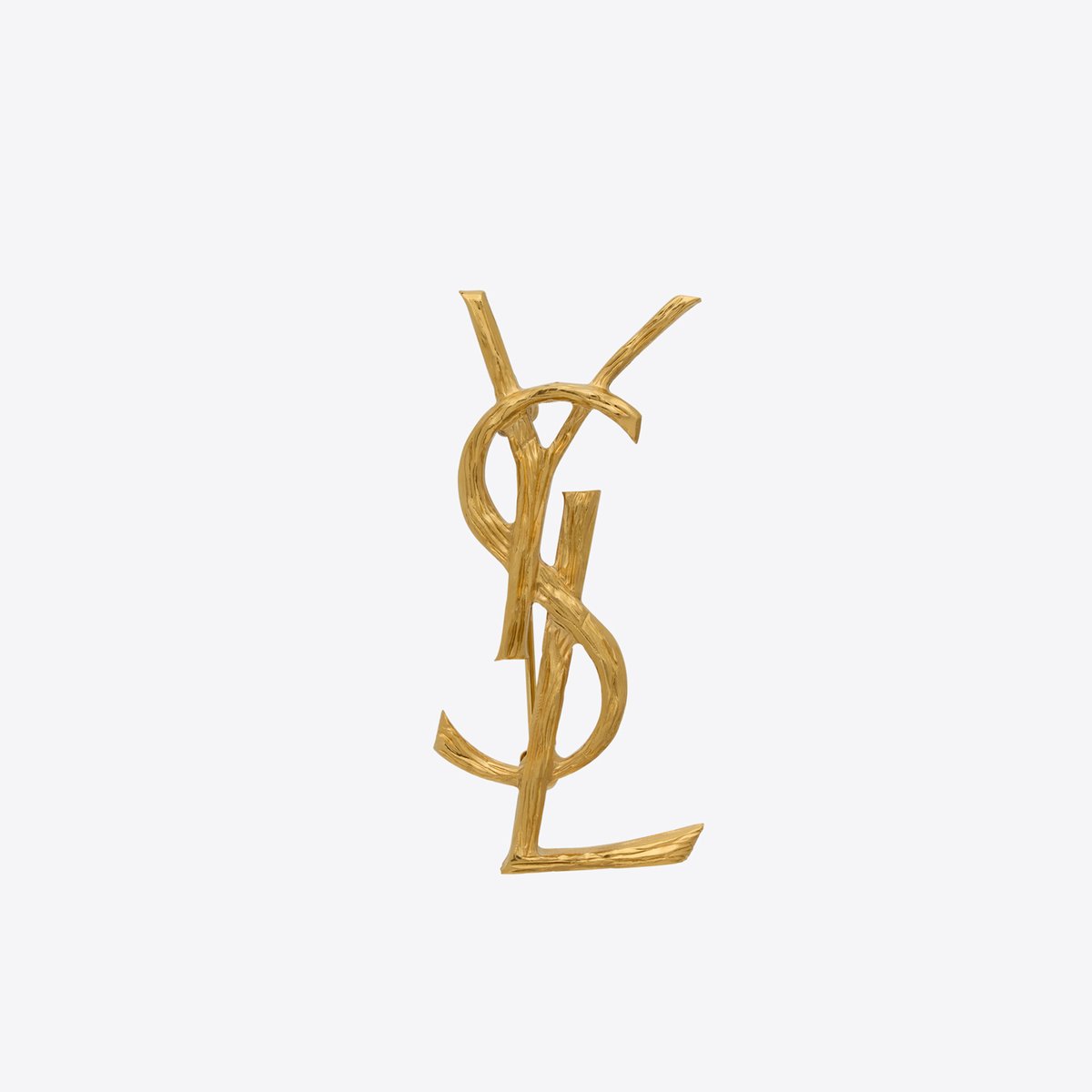 極美品】YSL ブローチ カサンドラロゴ ロゴ 刻印 ヴィンテージ