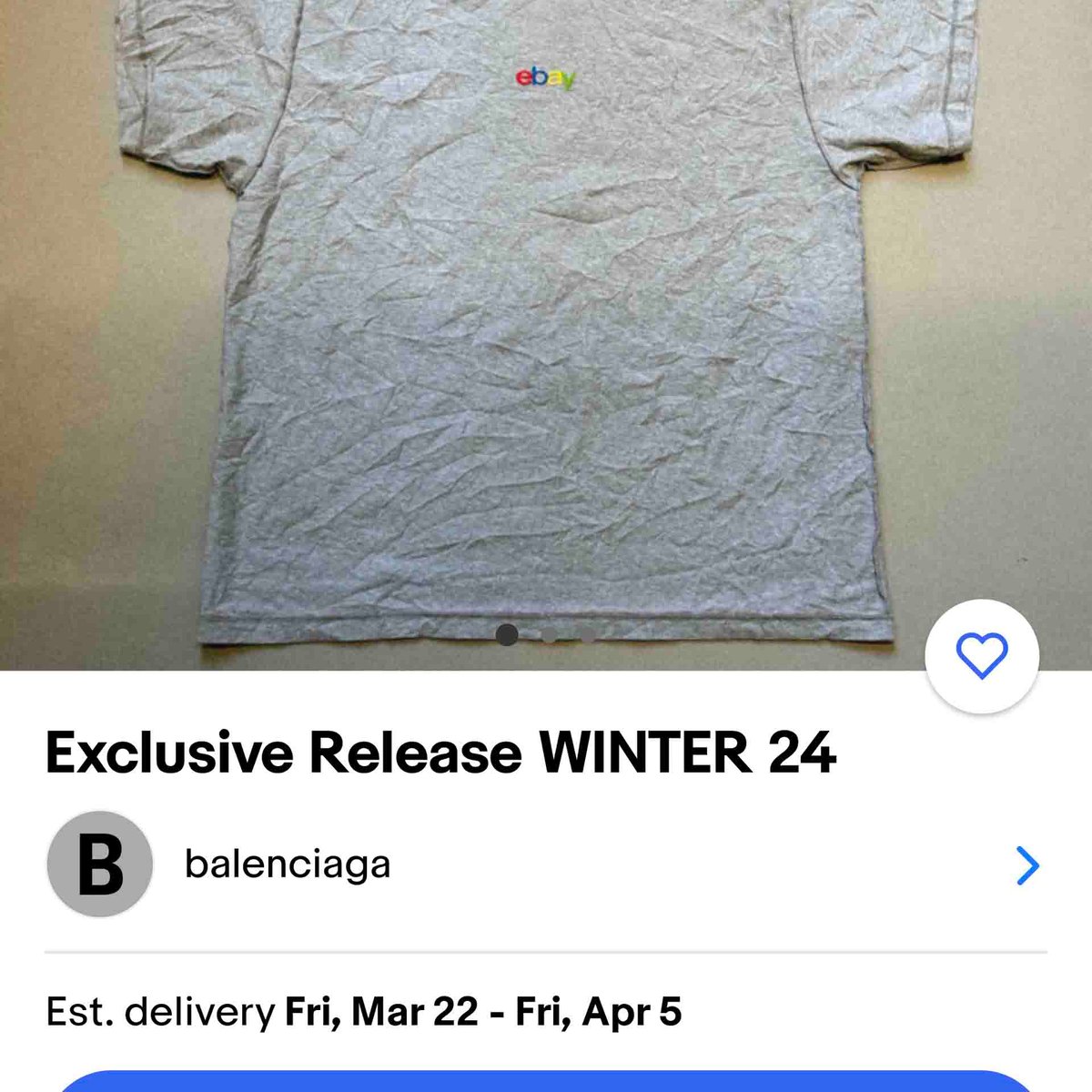 バレンシアガが「eBay」のロゴを刺繍したTシャツを発売、200枚