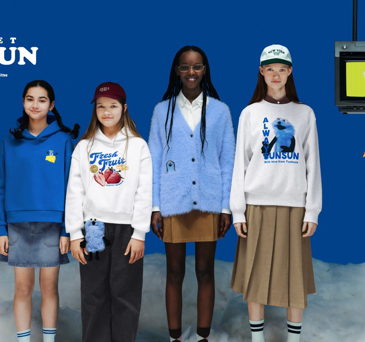 パペットスンスン GUコラボ3点セット GUと「パペットスンスン」が初コラボ！ふわもこカーデやぬいぐるみ型