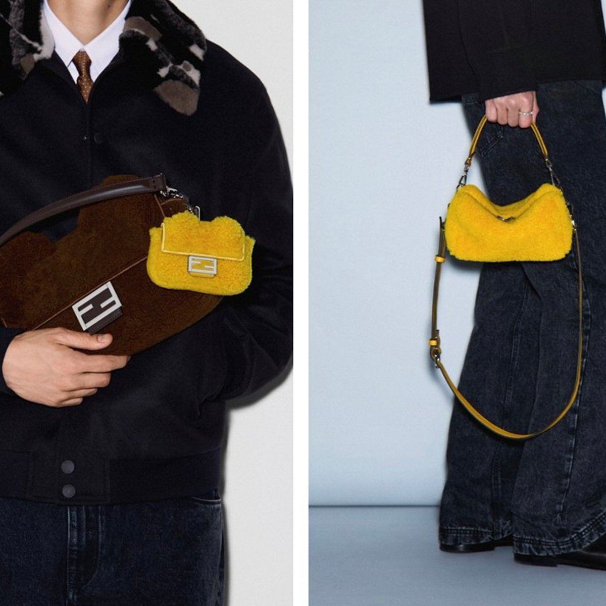 フェンディがシアリング素材を用いた新作バッグ「フェンディ ルイ」を