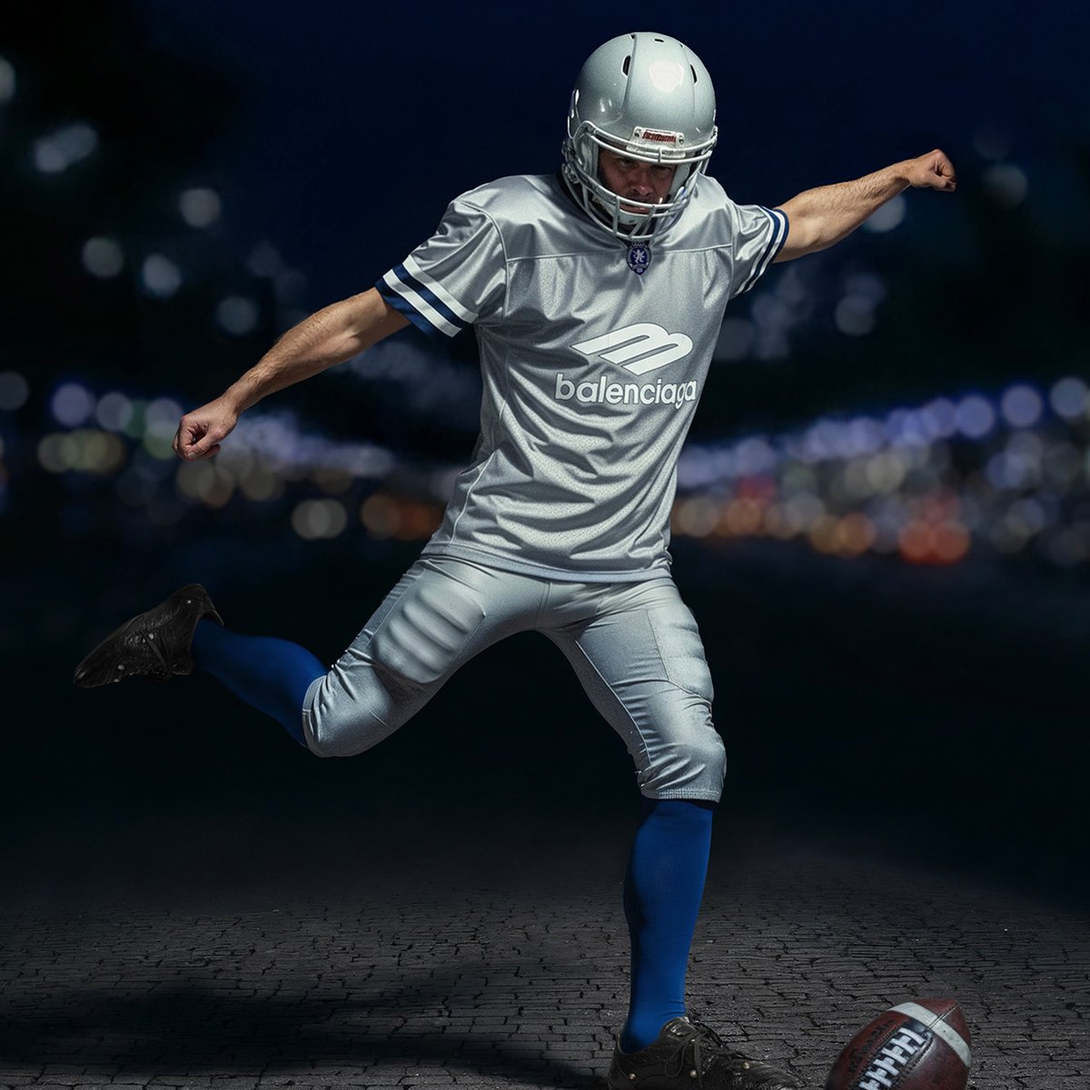 最新作　バレンシアガ　アメリカンフットボール　トラックジャケット　ゲームシャツ バレンシアガ“アメフト着想”ウェア、ユニフォームロゴ入りTシャツ