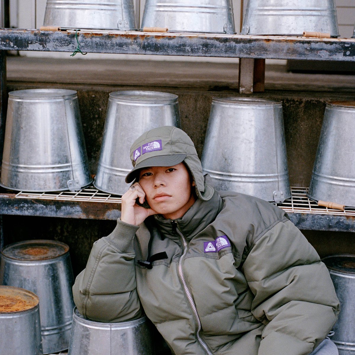 パレス × ザ・ノース・フェイス パープル レーベル ダウンジャケット