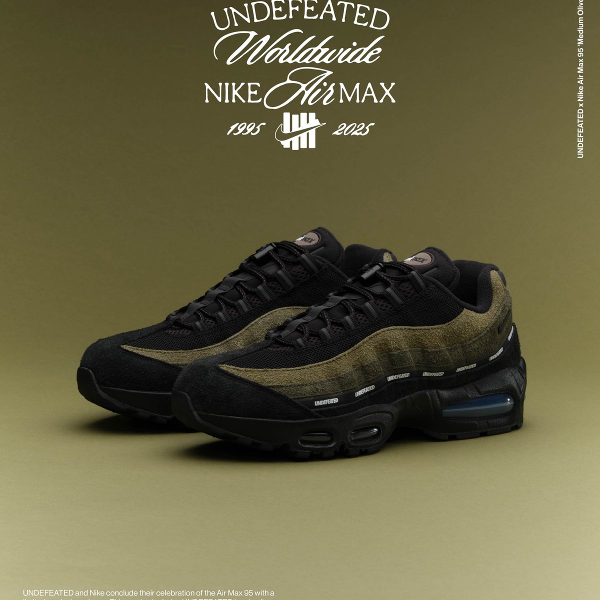 アンディフィーテッド × ナイキ オリーブカラーの「エアマックス95」を