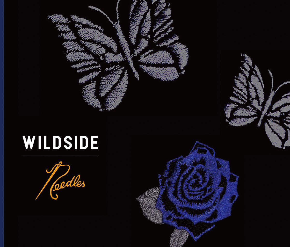 ワイルドサイド ヨウジヤマモト × ニードルズ新作、蝶と青い薔薇の刺繍