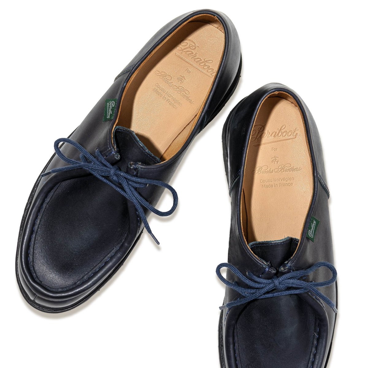 【美品】 Paraboot Prarie Lyacia プレーントゥ ネイビー ブルックス ブラザーズ × パラブーツ新作 アッパーとシューレースに