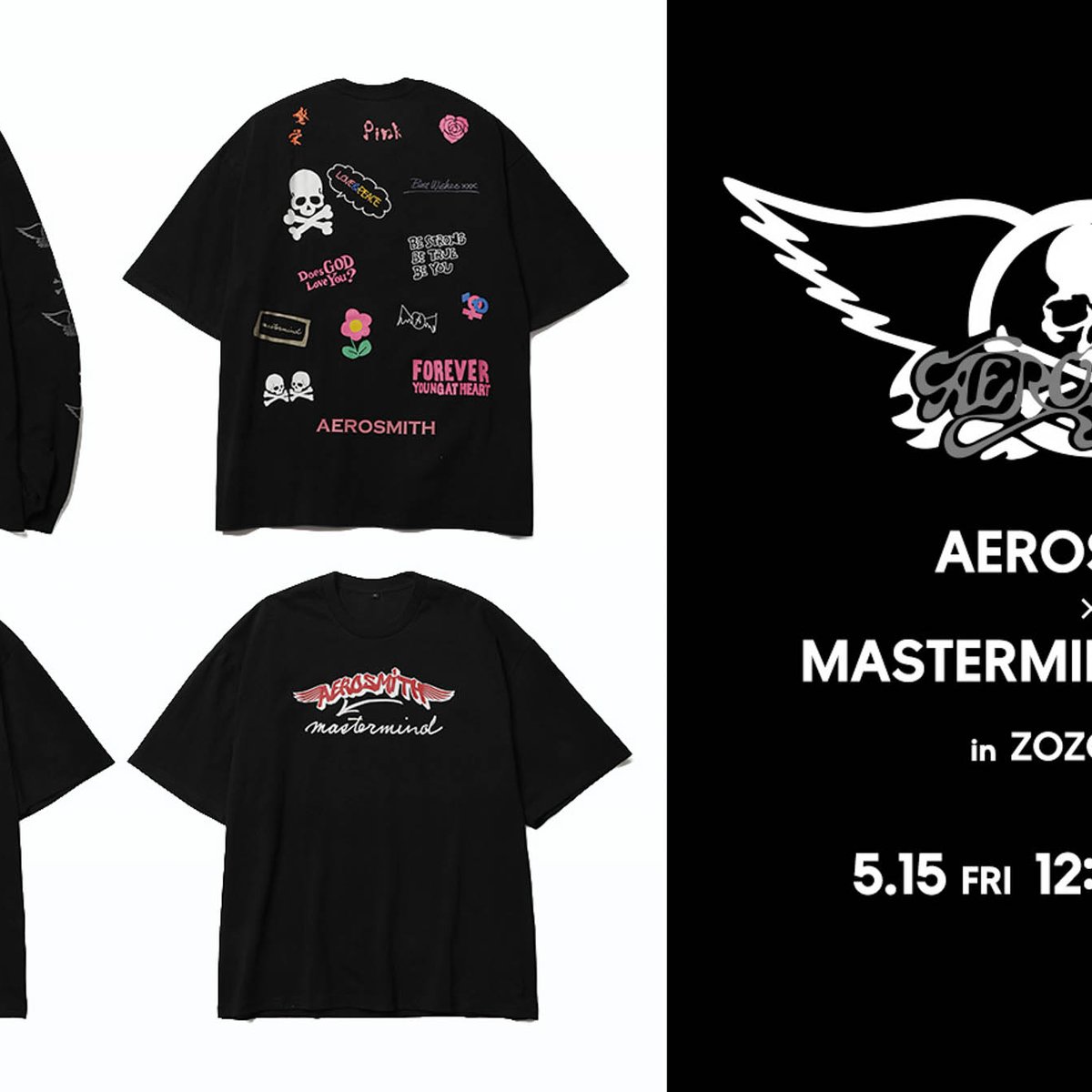 エアロスミスがマスターマインド・ワールドとタッグ Tシャツやキャップ