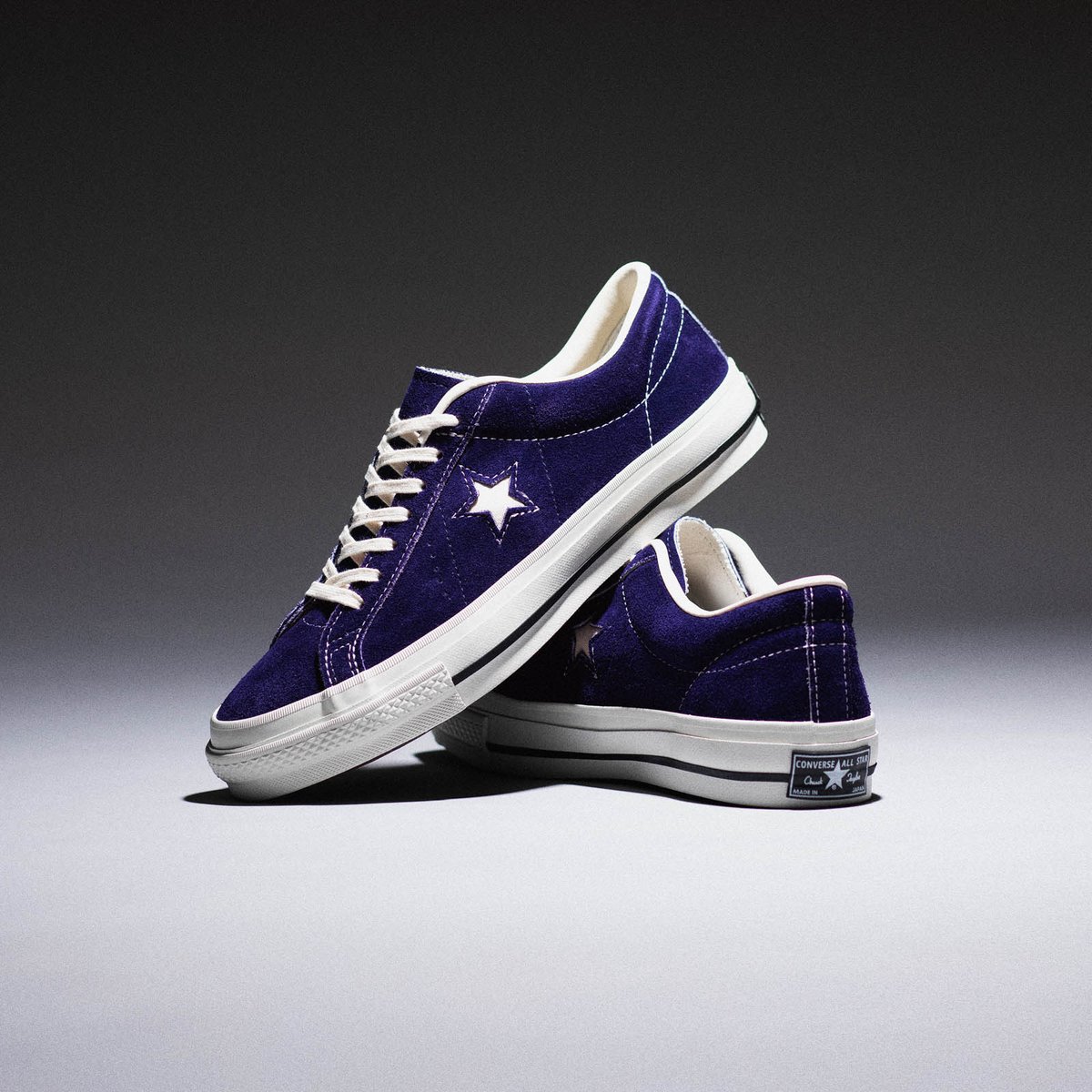 超美品 CONVERSE / ONE STAR J VTG 26.5 パープル コンバースがパープルカラーの「ワンスター」を発売 誕生当時の