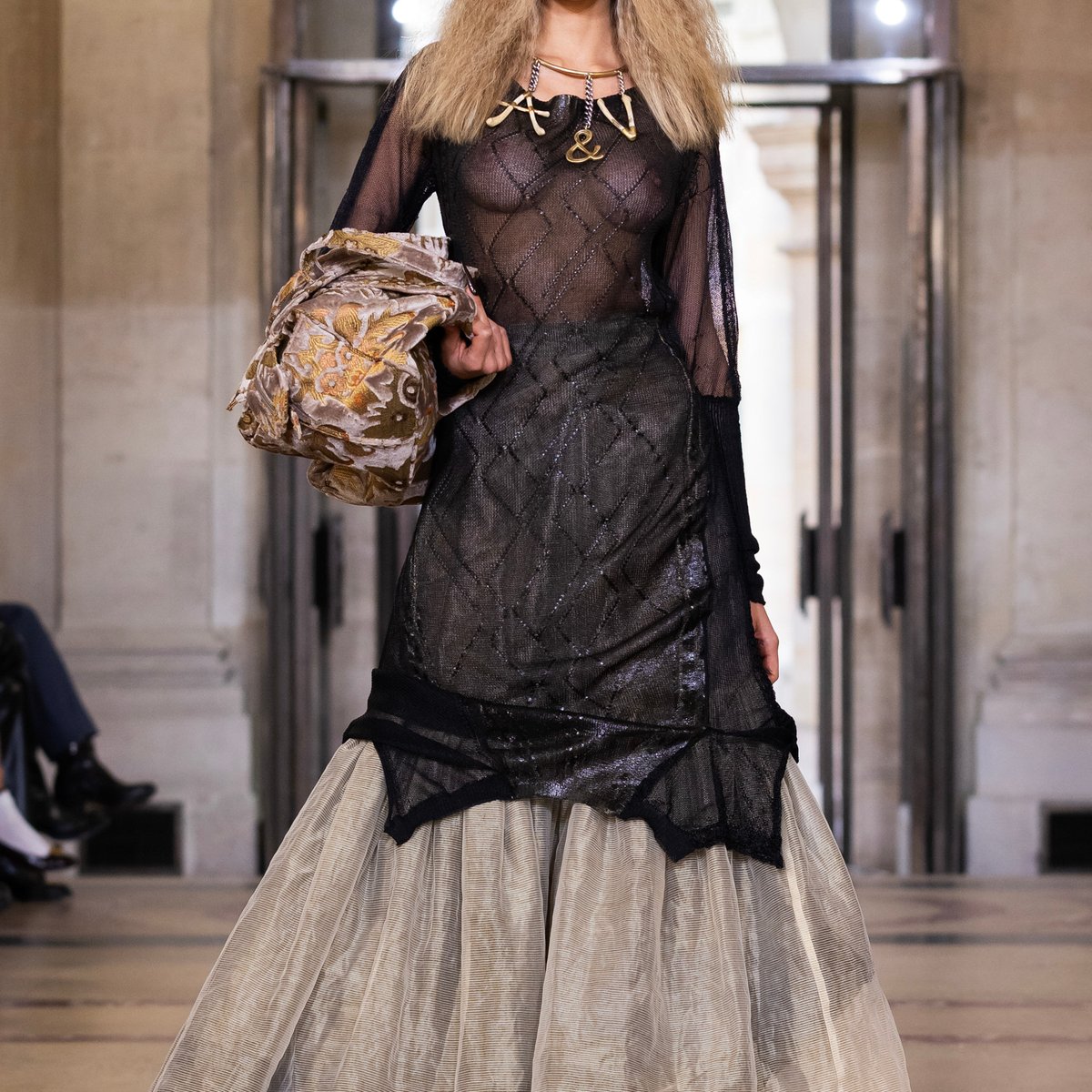 vivienne westwood ファー付黒サテンショートパンツ 14 希少 andreas-kronthaler-for-