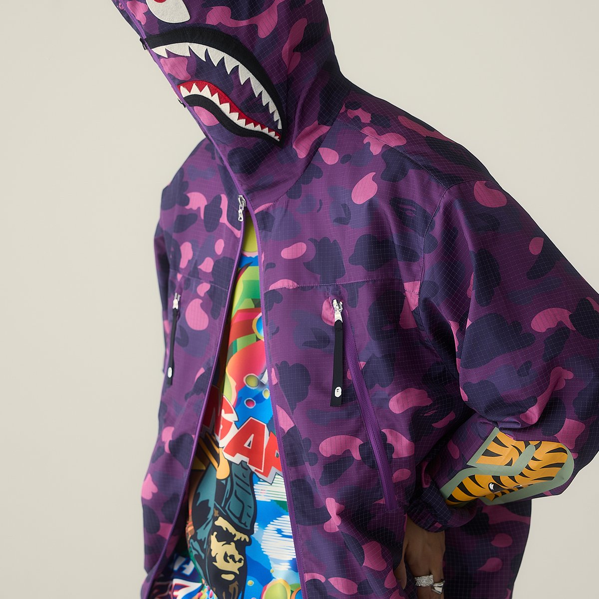 A BATHING APE 紫色 ジップアップスタジャン L A BATHING APE | APE（スタジャン）のフリマアイテム一覧 APE® VARSITY