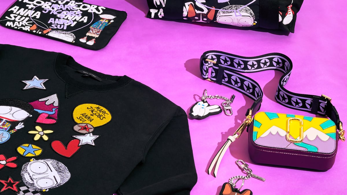 まな様◆アナスイ×マークジェイコブスコラボ◆トレーナー◆M◆アメリカサイズ◆ マーク ジェイコブス×アナ スイ、デザイナー2人のイラストをあしらった