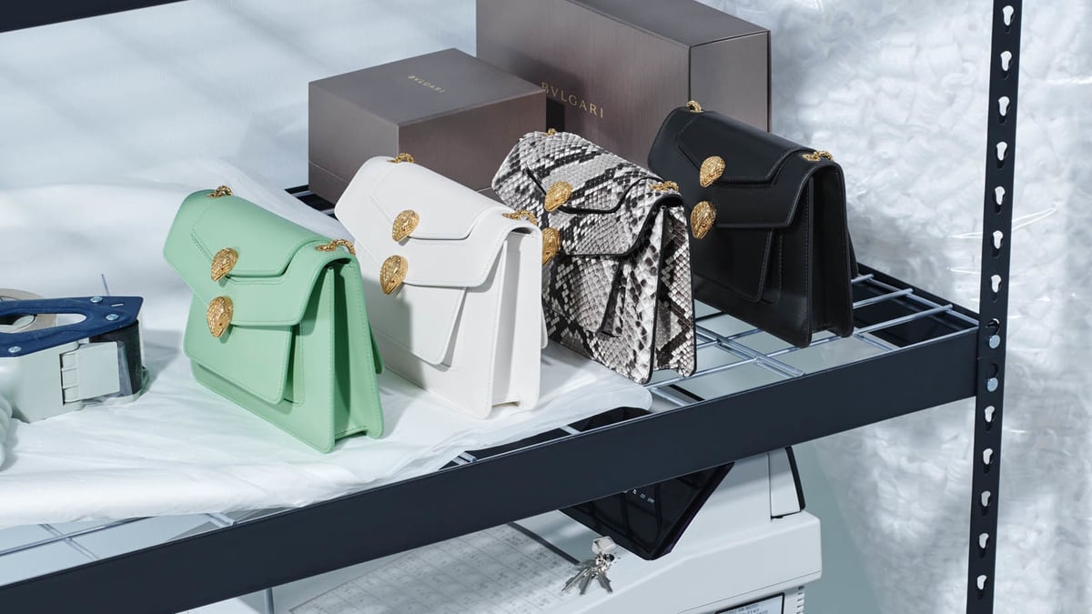 BVLGARI ブルガリ デュエット ハンドバッグ ダブルフラップ レザー