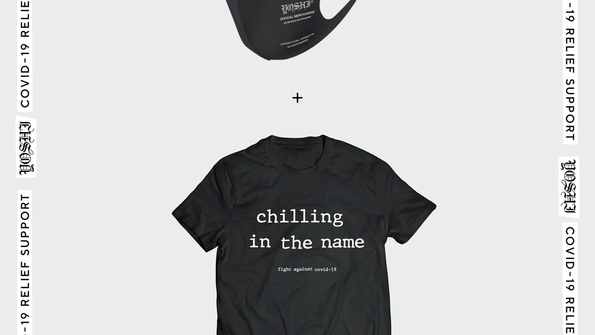 YOSHIがマスクをセットにしたチャリティTシャツ発売、売上は医療従事者