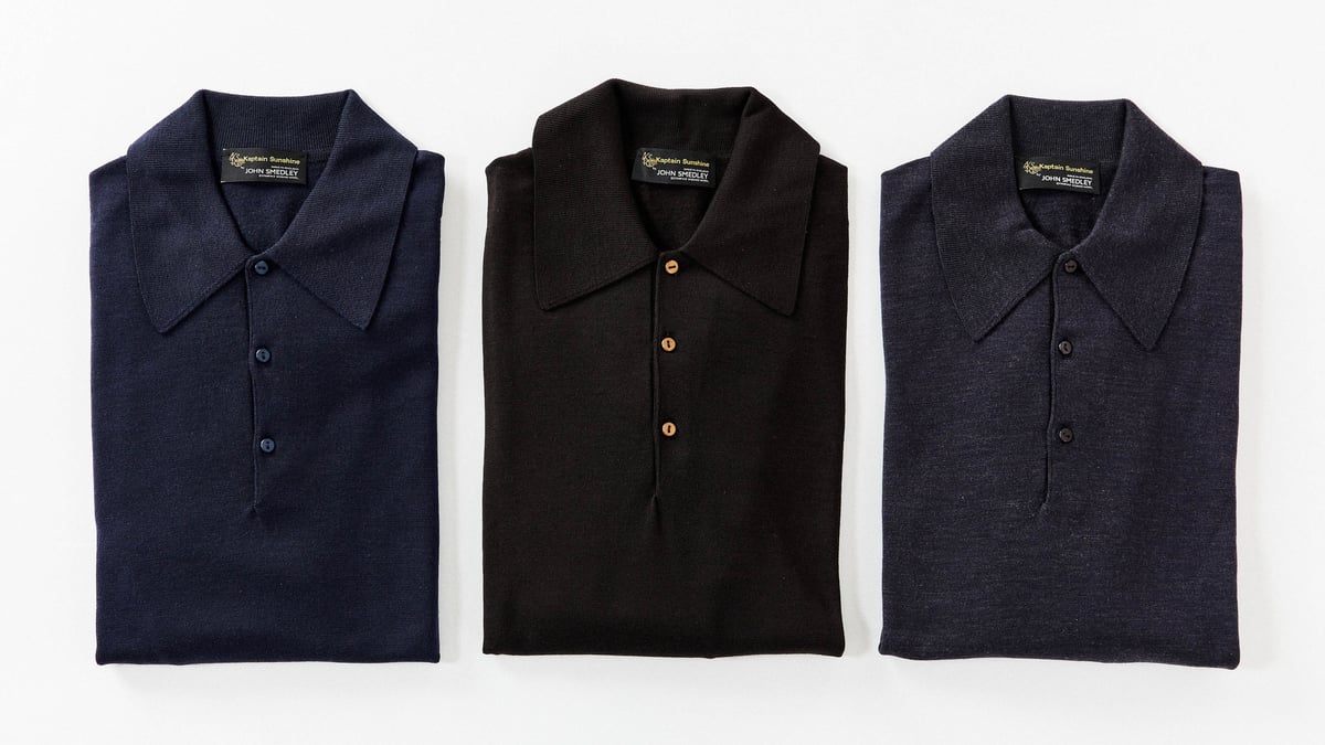 KAPTAN SUNSHINE JOHN SMEDLEY 長袖ポロシャツニット