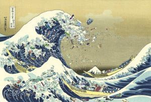 北斎の名画がゴミだらけ？海洋汚染問題をアートで表現した展覧会が開催
