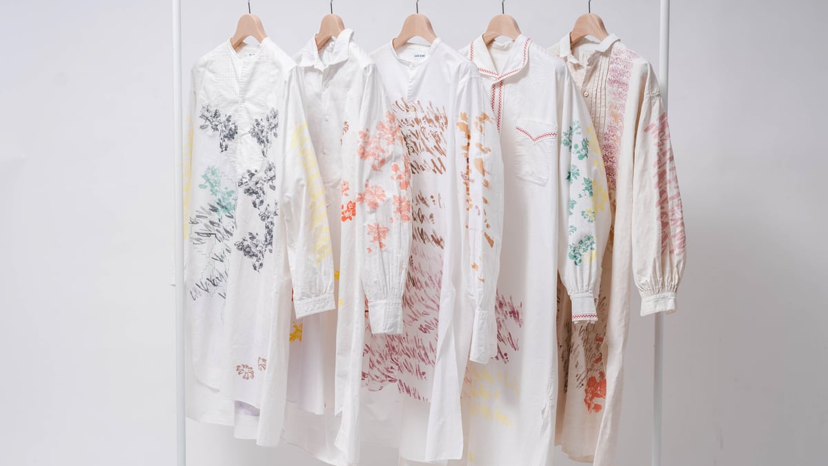 THENIME amane murakami ハンドペイントシャツ ブラウス セットアップ着用可】スプラッシュプリント 開襟 シャツ｜NOMINE