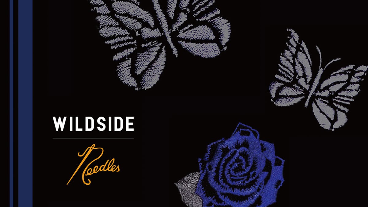 ワイルドサイド ヨウジヤマモト × ニードルズ新作、蝶と青い薔薇の刺繍