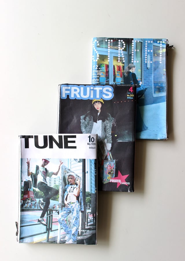 雑誌STREET、FRUiTS、TUNEの表紙をプリントしたクラッチ