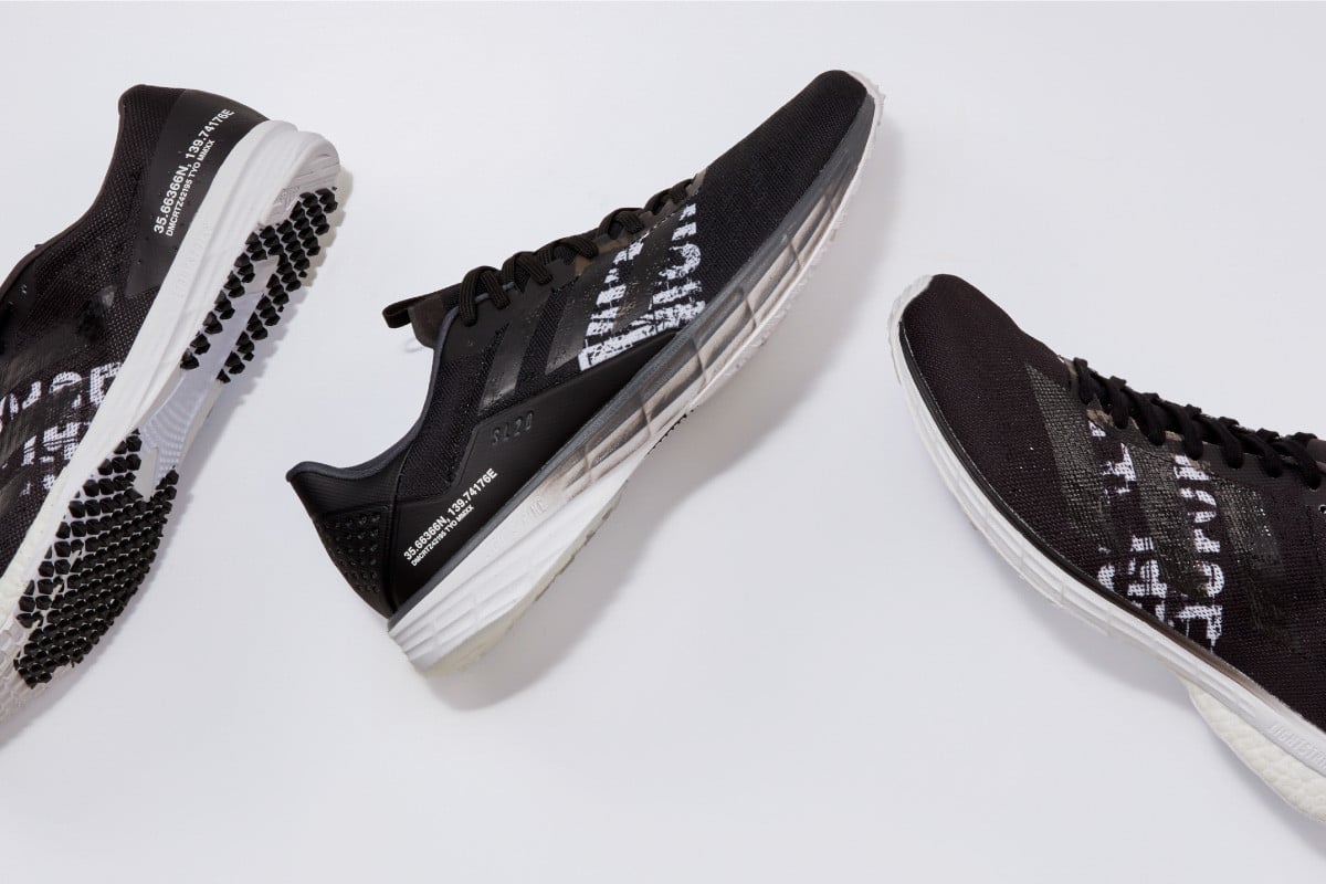 adidas ADIZERO ランニングシューズブラック/ホワイト アディダス」ブラック×ホワイトのランニングシューズシリーズ