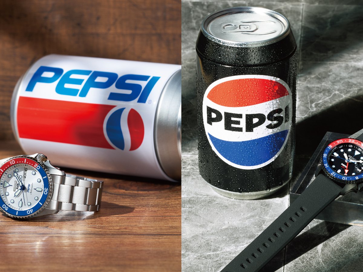 稼働品SEIKO ALBA SPORTS 50 PEPSI DIVER TYPE セイコー 5スポーツがペプシと初コラボ ブランドロゴをイメージ