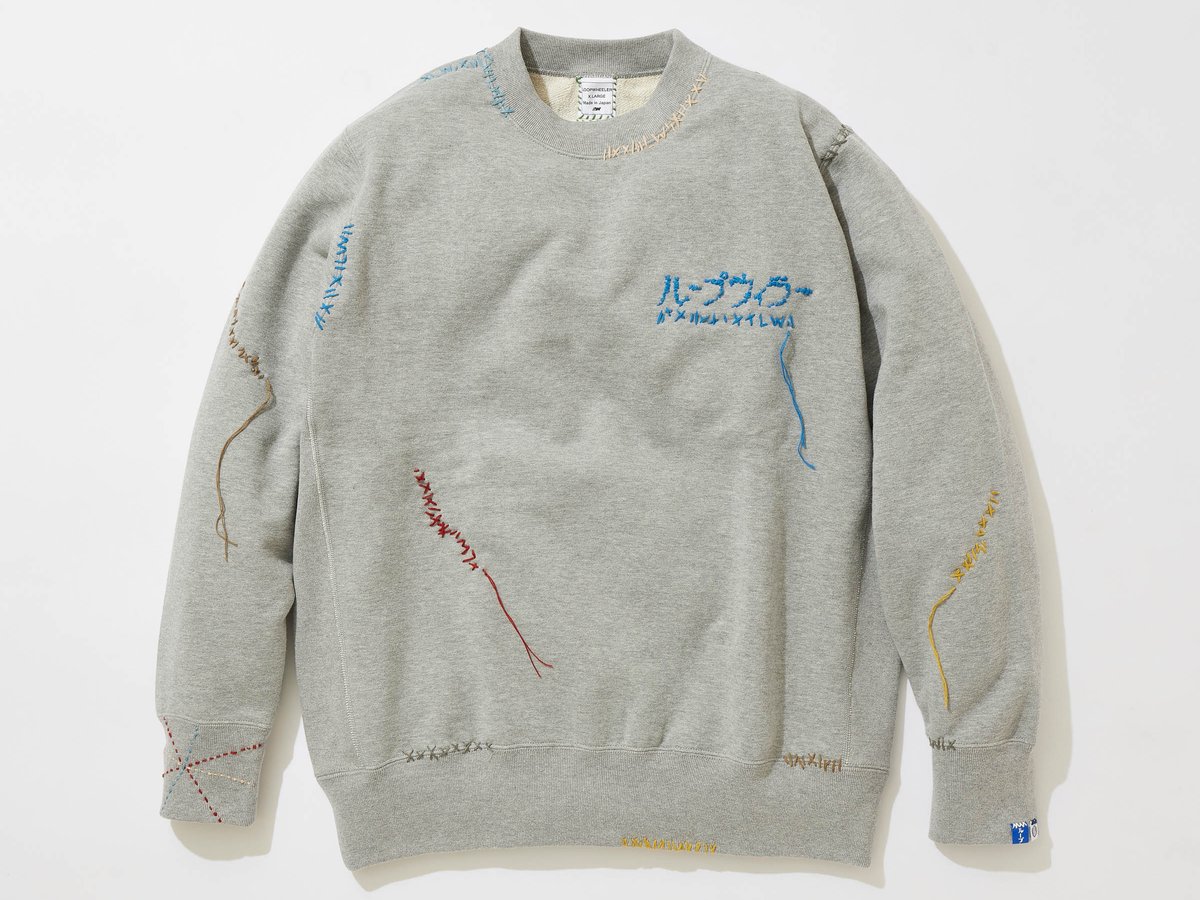 ループウィラー × クオン × サシコギャルズ 刺し子を施したクルー