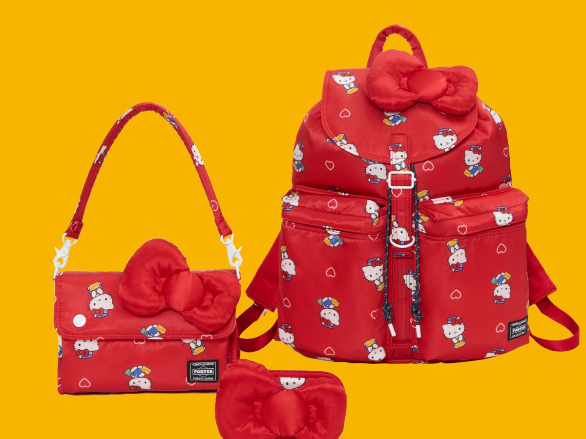 PORTER ハローキティ リボンポーチ 赤 PORTER × HELLO KITTYがコラボ！ アイコニックな赤いリボンが目を惹く