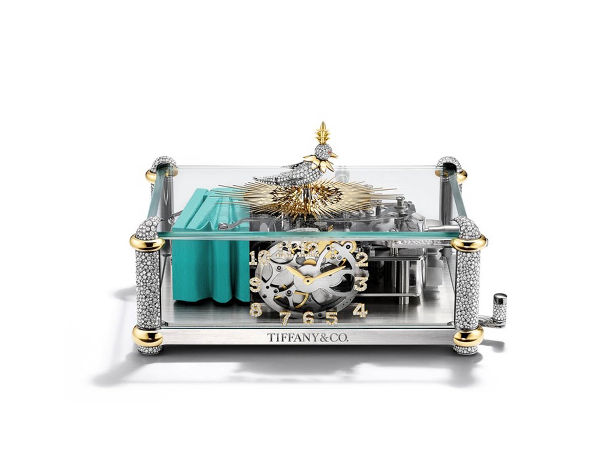 ティファニー Tiffany & Co. 置時計 ボックス付き ティファニー、鳥の歌声で時を知らせる時計「シンギング バード オン