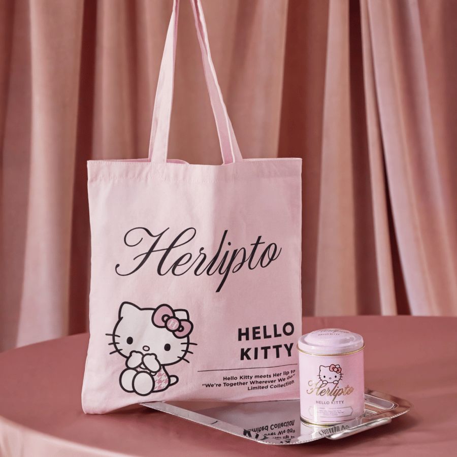 herliptoキティコラボ　トート　チャーム ハーリップトゥ」がハローキティと初コラボ Tシャツやチャームを展開