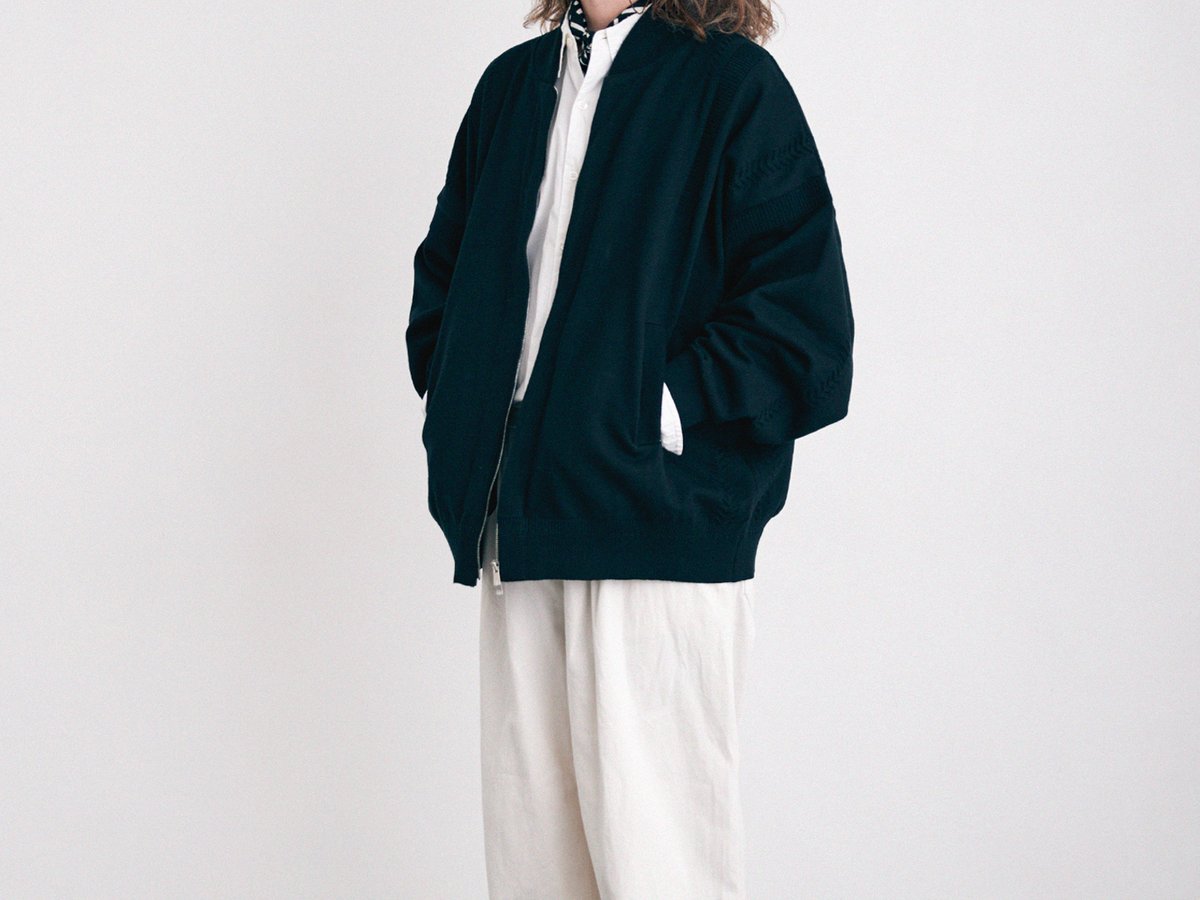 【YASHIKI】24SS Mebuki Knit Blouson サンプル品 YASHIKI / Mebuki Knit Blouson(BLACK) | メブキニットブルゾン