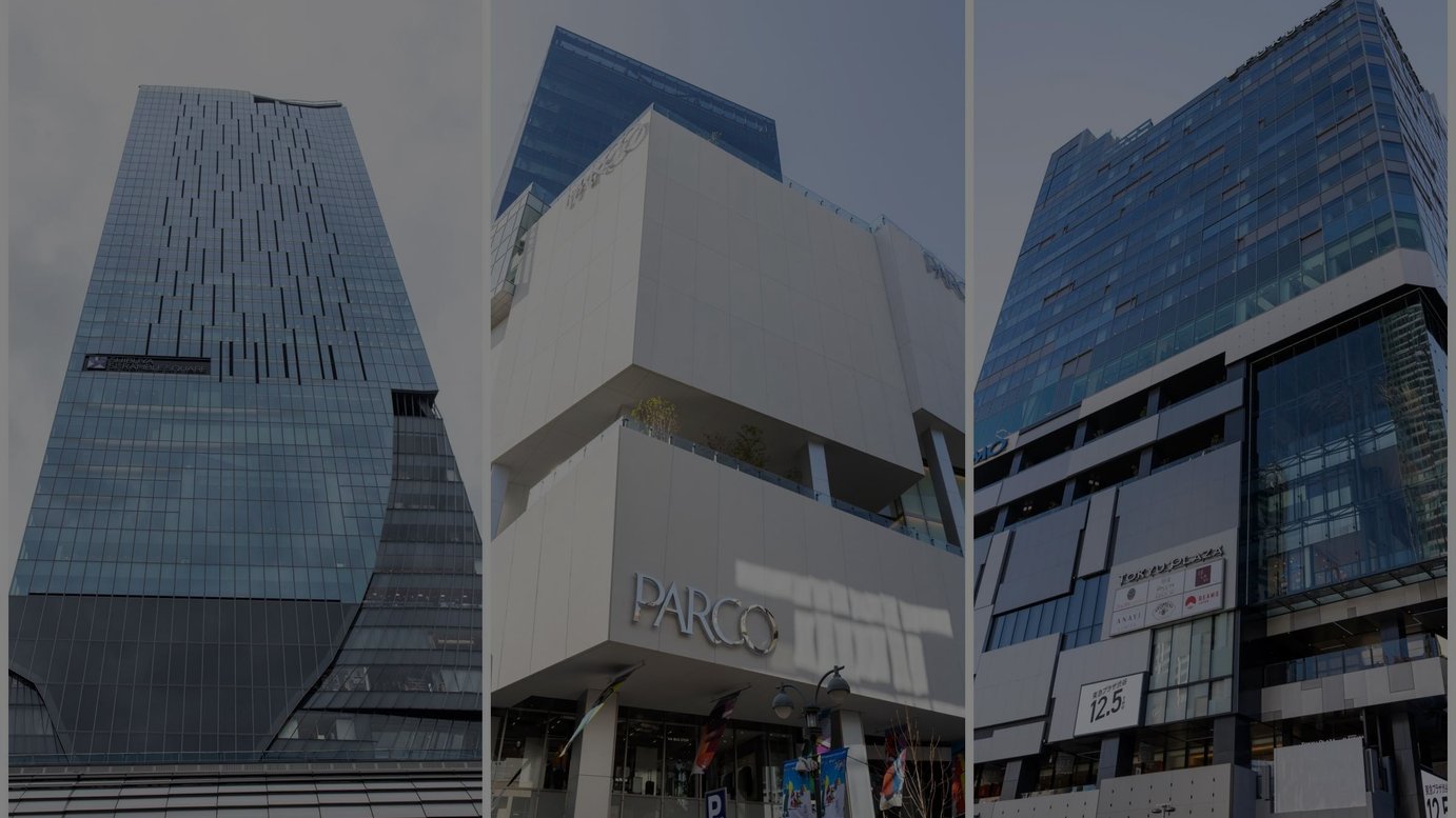 今年開業した商業施設（左から）渋谷スクランブルスクエア、渋谷パルコ、「東急プラザ渋谷」が入居する渋谷フクラス