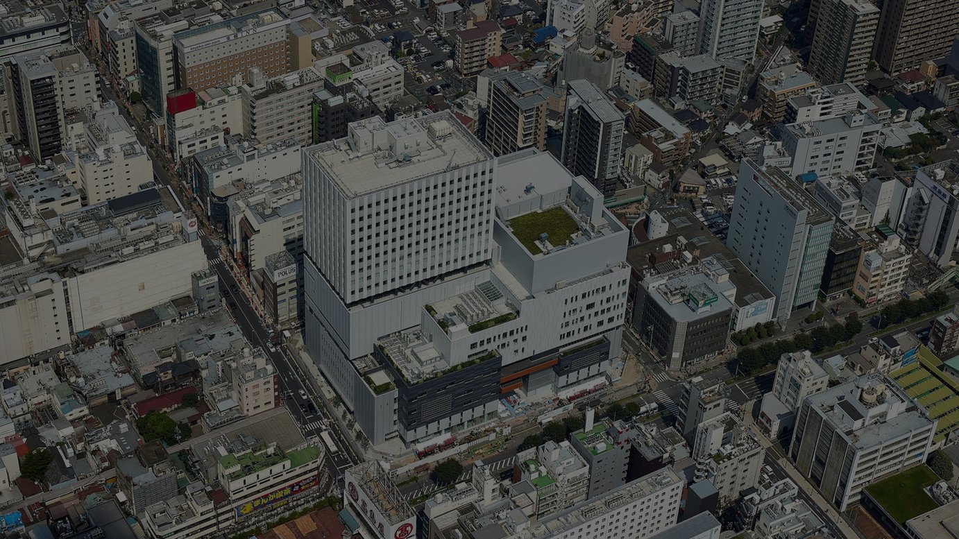 南西部上空から見た大宮門街 撮影:石黒写真研究所(2021年9月撮影)