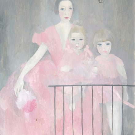 マリー・ローランサン　《ニコル・グルーと二人の娘、ブノワットとマリオン》 1922年　油彩/キャンヴァス　マリー・ローランサン美術館 © Musée Marie Laurencin