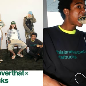 スタバがディスイズネバーザットと初コラボ　限定ロゴをあしらったウェアやグッズを発売