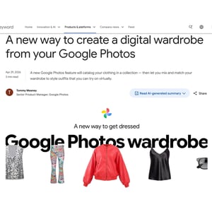 Googleフォトがワードローブ管理機能を実装　バーチャル試着やスタイリング登録も