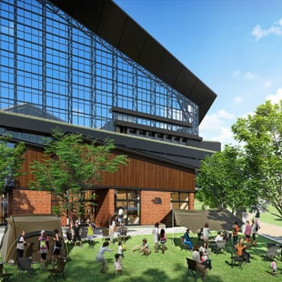 北海道に2023年にオープンする「北海道ボールパークFビレッジ」の外観イメージ