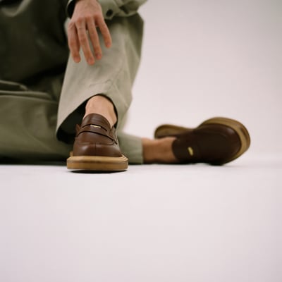 Loafer mule in brown calfskin