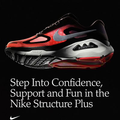 ナイキが発売するランニングシューズ「ストラクチャー プラス」のキーヴィジュアル