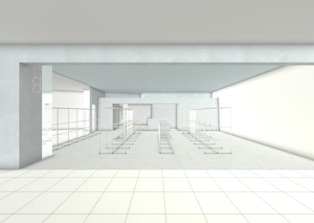 CFCLが表参道にオープンする直営店の白を基調とした内観イメージ