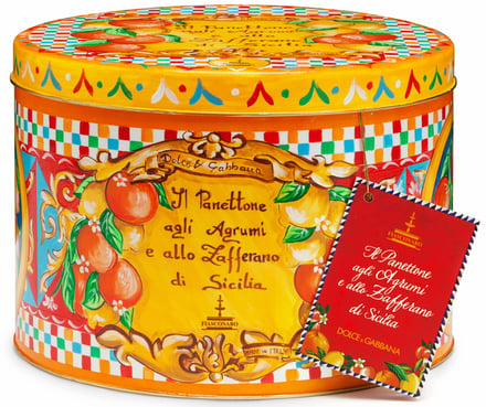 ドルチェ＆ガッバーナが販売するイタリアの伝統菓子パネットーネの黄色を基調にしたパッケージ